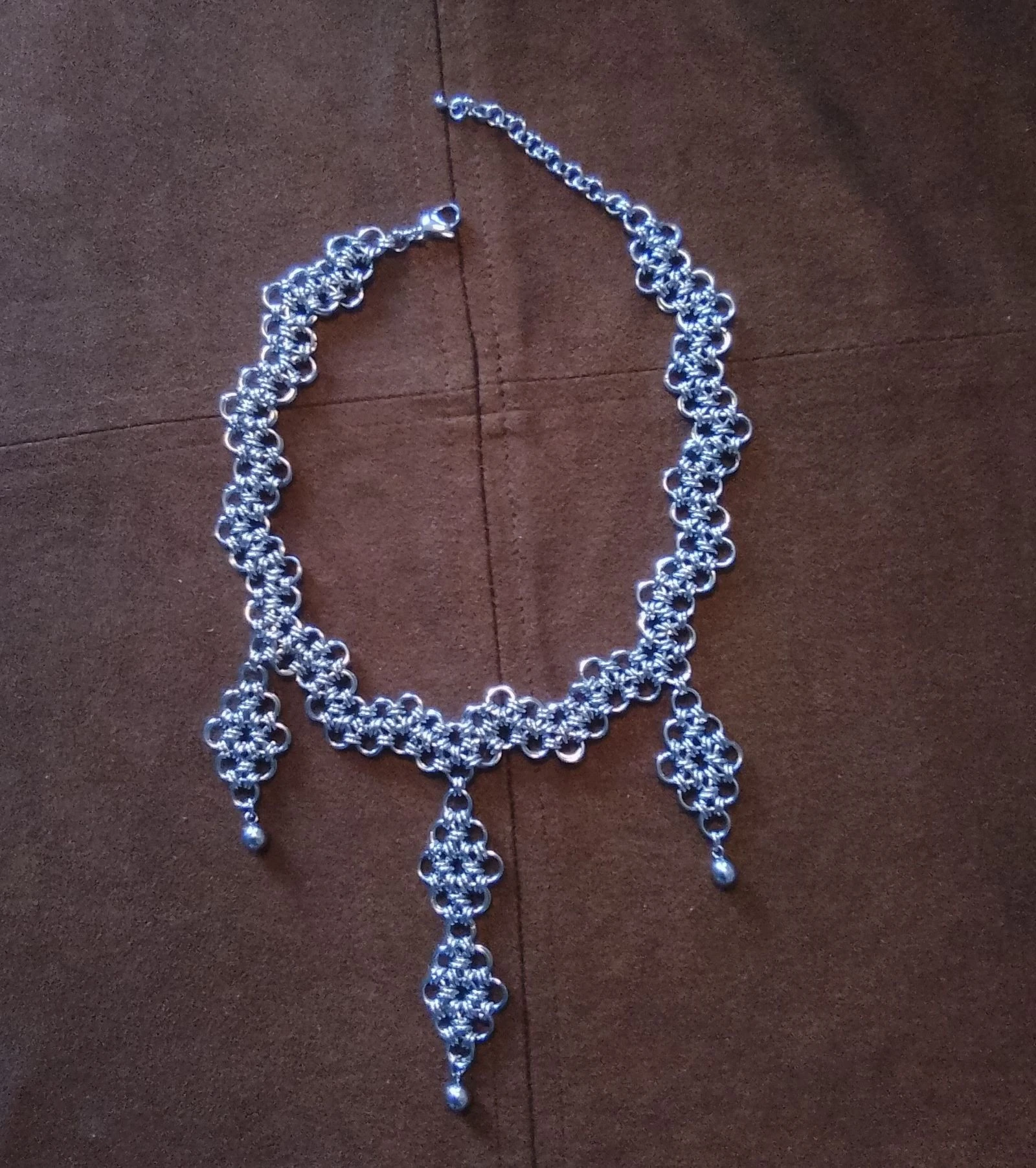 Off-shoulder "lace" Japanese chainmail choker necklace – photo 4